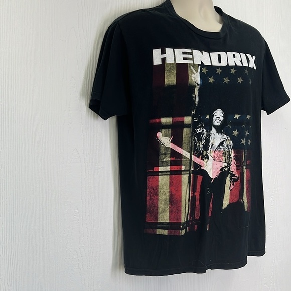 Jimi Hendrix - Hendrix Peace American Flag Graphic Short Sleeve T Shirt Size L - Picture 3 of 7